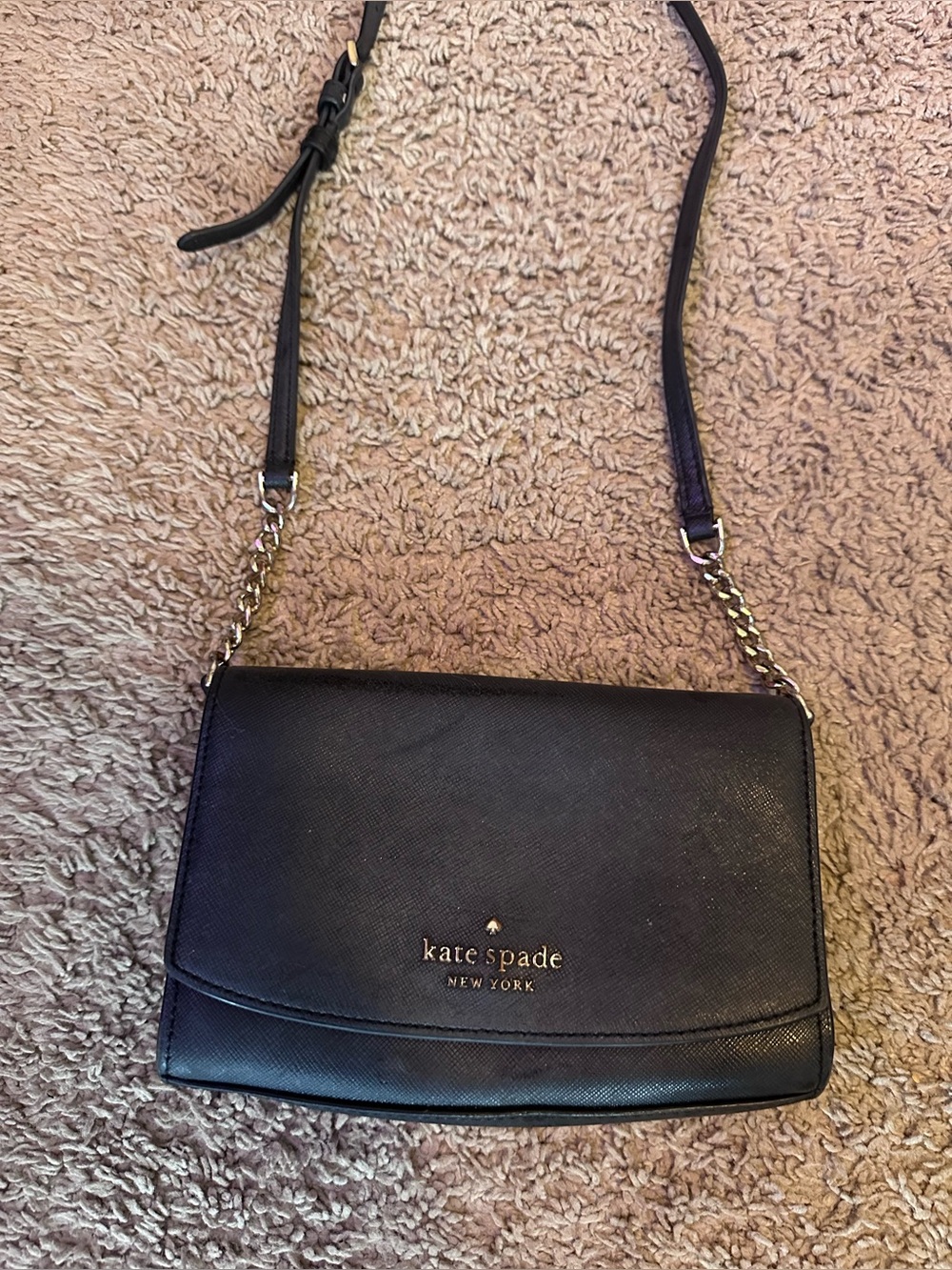 Kate Spade Set: Black Crossbody Bag + Floral Mini Pouch / Coin Purse